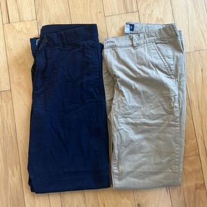 2 pairs Boys Children’s Place size 16 husky straight leg pants khaki and navy